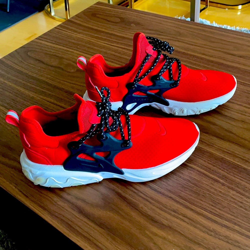 Red Nike ID react presto shoes